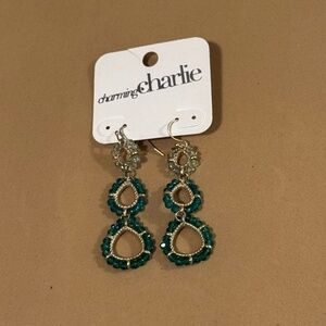 teal blue crystal bead Earrings